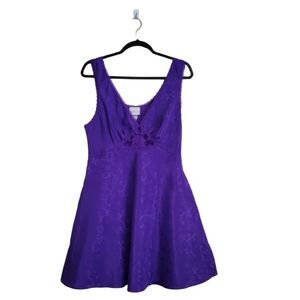 Vintage Adonna Womens Dress Purple M Chemise w/ Lace Insert Jewel Tone